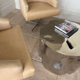 Brutalist Design Solid Metal Round Coffee Table